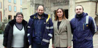 Moissac : Recensement de la population Les agents recenseurs de gauche à droite : Madame Céline Bichaoui, Monsieur Raphael Roussilles, Madame Majda Abdaoui et Monsieur Sébastien Millet