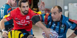 Rugby à XIII Fauteuil. Les Pandas piégés par les Dragons Rugby fauteuil Montauban-Lionel Alazard (crédit photos C. Charvet)