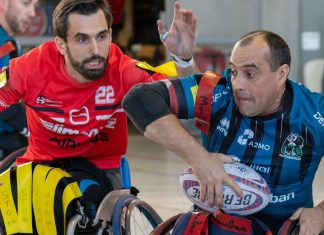 Rugby à XIII Fauteuil. Les Pandas piégés par les Dragons Rugby fauteuil Montauban-Lionel Alazard (crédit photos C. Charvet)