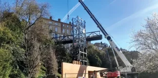 Montauban. L’ascenseur du jardin des Plantes sera mis en service mi-avril Travaux de l’ascenseur du jardin des Plantes à Montauban en février 2026