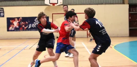 Handball. Les -18 (2) de Montech s’imposent à Condom dans un match engagé Match de handball entre les -18 masculins de Montech et Condom lors de la victoire montechoise