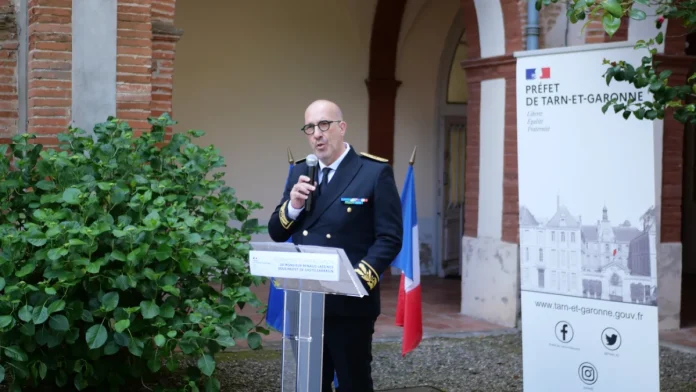 Renaud Lassince lors de sa prise de fonction à Castelsarrasin