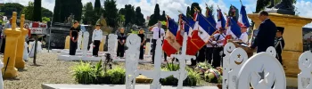 Le carré militaire rénové du cimetière de Montauban lors d'une cérémonie d'hommage aux morts pour la France.
