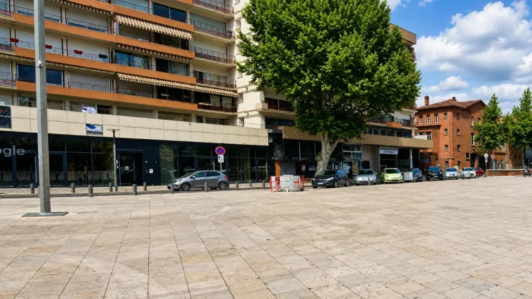 Vue de l'esplanade des Fontaines à Montauban, où débutent les travaux du projet Grand Jardin avec la réhabilitation du réseau d'assainissement.