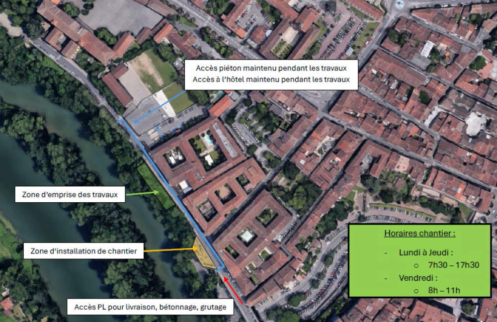 Travaux quai de Verdun : circulation alternée pendant cinq à six semaines à Montauban 1 Plan des travaux quai de Verdun Montauban