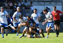 Rugby. Moissac gagne son premier bras de fer à Bon Encontre et lance sa saison Un joueur de l'Avenir Moissagais plaqué par la défense de Bon Encontre lors du match de Fédérale 3