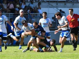 Rugby. Moissac gagne son premier bras de fer à Bon Encontre et lance sa saison Un joueur de l'Avenir Moissagais plaqué par la défense de Bon Encontre lors du match de Fédérale 3