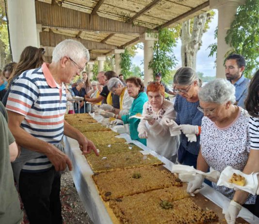 Moissac. Tarte géante, ferme pédagogique, concerts… la Fête des fruits et saveurs revient ce week-end Découpe de la tarte géante au Chasselas lors de la Fête des fruits et saveurs à Moissac