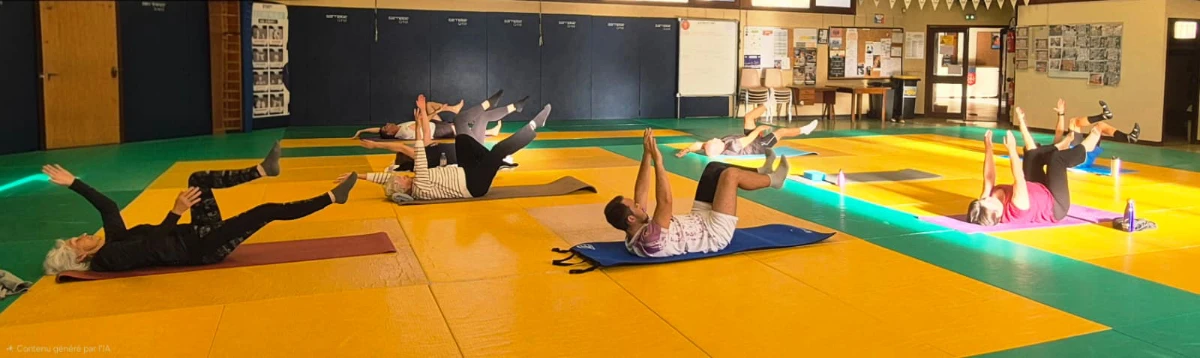 Participants au sol pendant un cours de gym douce de Gym Attitude à Moissac