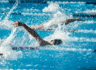 Montauban. Des médaillés olympiques attendus à Ingréo pour les championnats militaires de natation Nageurs en compétition dans une piscine, dans plusieurs couloirs de nage